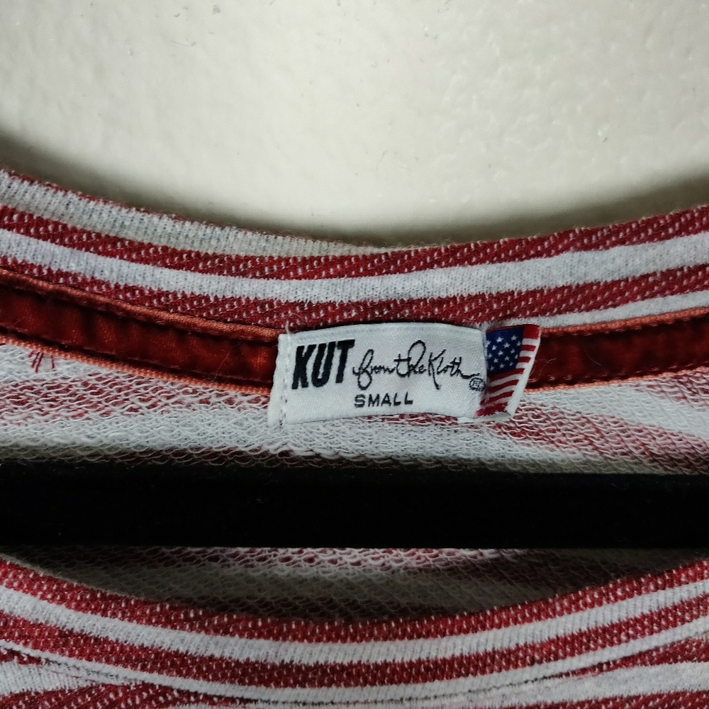 Kut from the Kloth Red Striped Long Sleeve Top - Picture 3 of 5